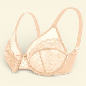 HSIA Minimizer Bra 44DDD Lace Underwire Plus Size Warm Beige Tan Nude Floral